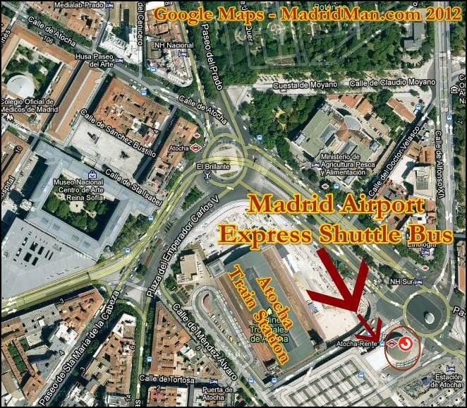 puerta เดอ atocha ที่สถานีรถไฟบนแผนที่