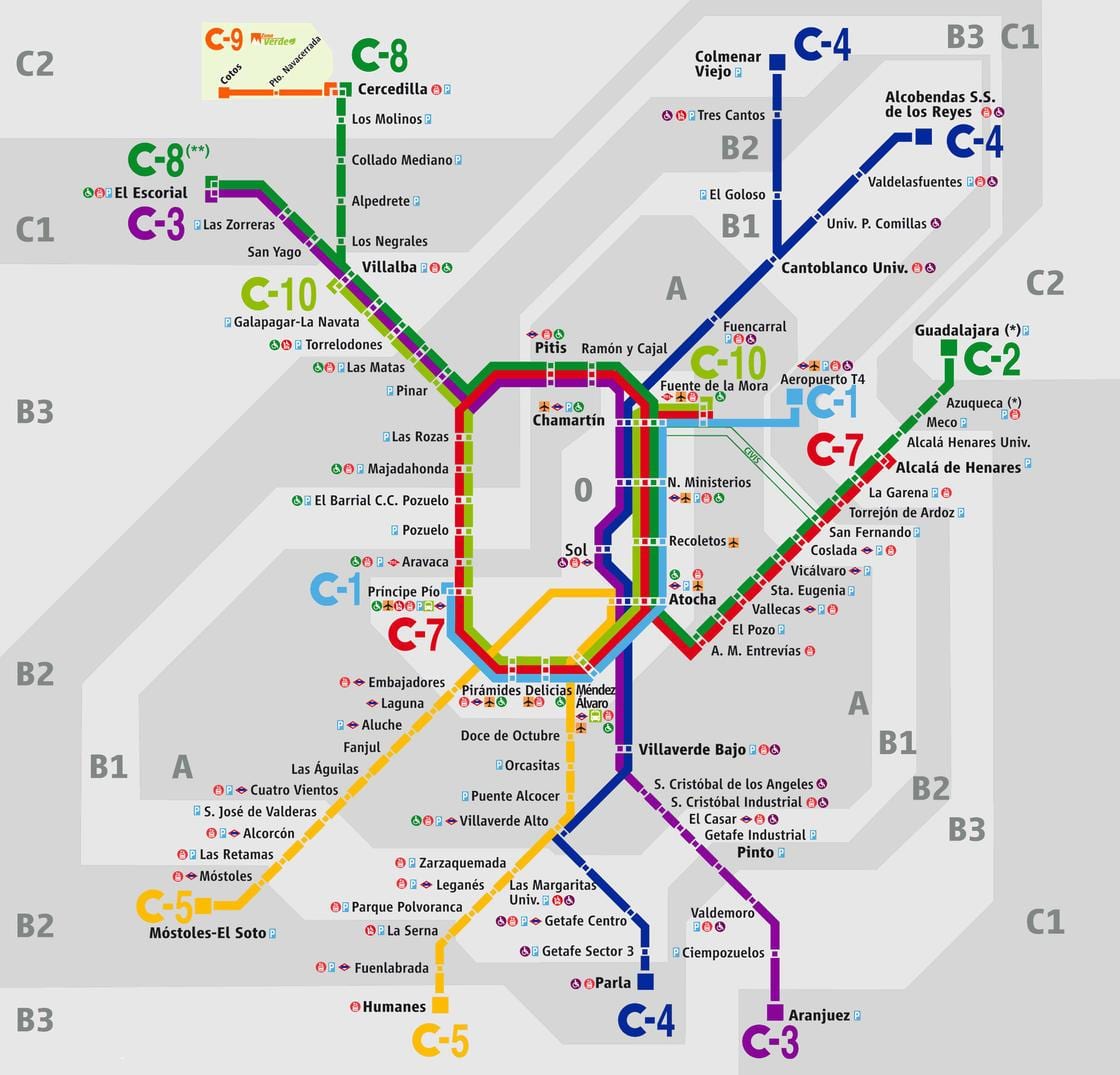 แผนที่ของมาดริด atocha สถานีรถ