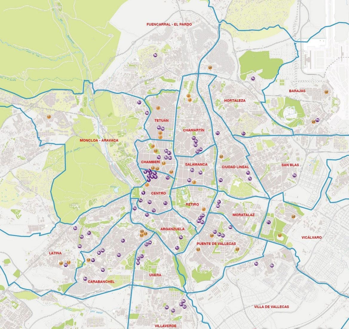 แผนที่ของมาดริด barrios