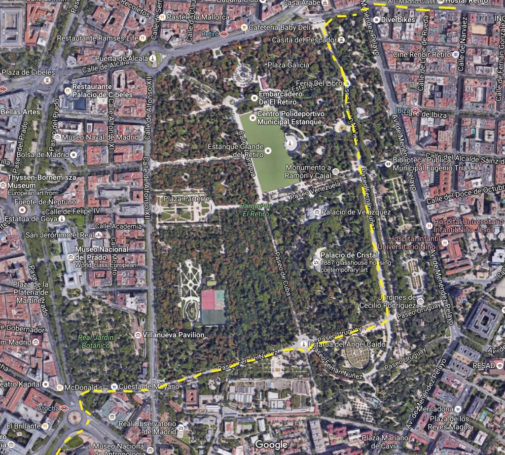 retiro พาร์คแมดริดบนแผนที่