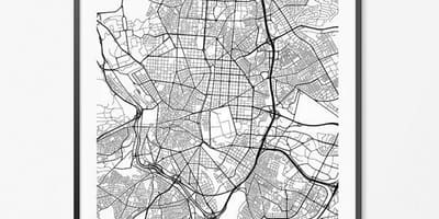 แผนที่ของมาดริดบนแผนที่โปสเตอร์