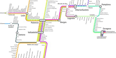 แผนที่ของ renfe รถไฟบนแผนที่แมดริด
